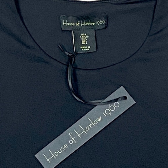 NWT House of Harlow 1960 Black Bodycon Short Sleeve Crop Top- Large - Picture 7 of 10